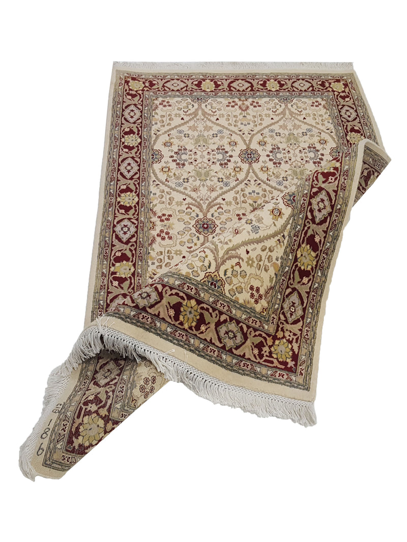 Pacific Tabriz-Pk 17106 Ivory Red Transitional Hand Knotted Rug