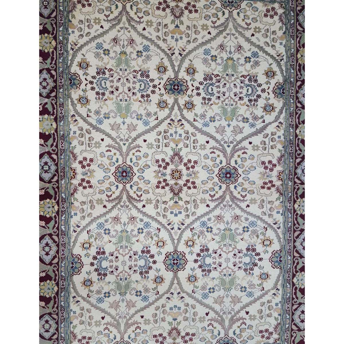 Pacific Tabriz-Pk 17106 Ivory Red Transitional Hand Knotted Rug