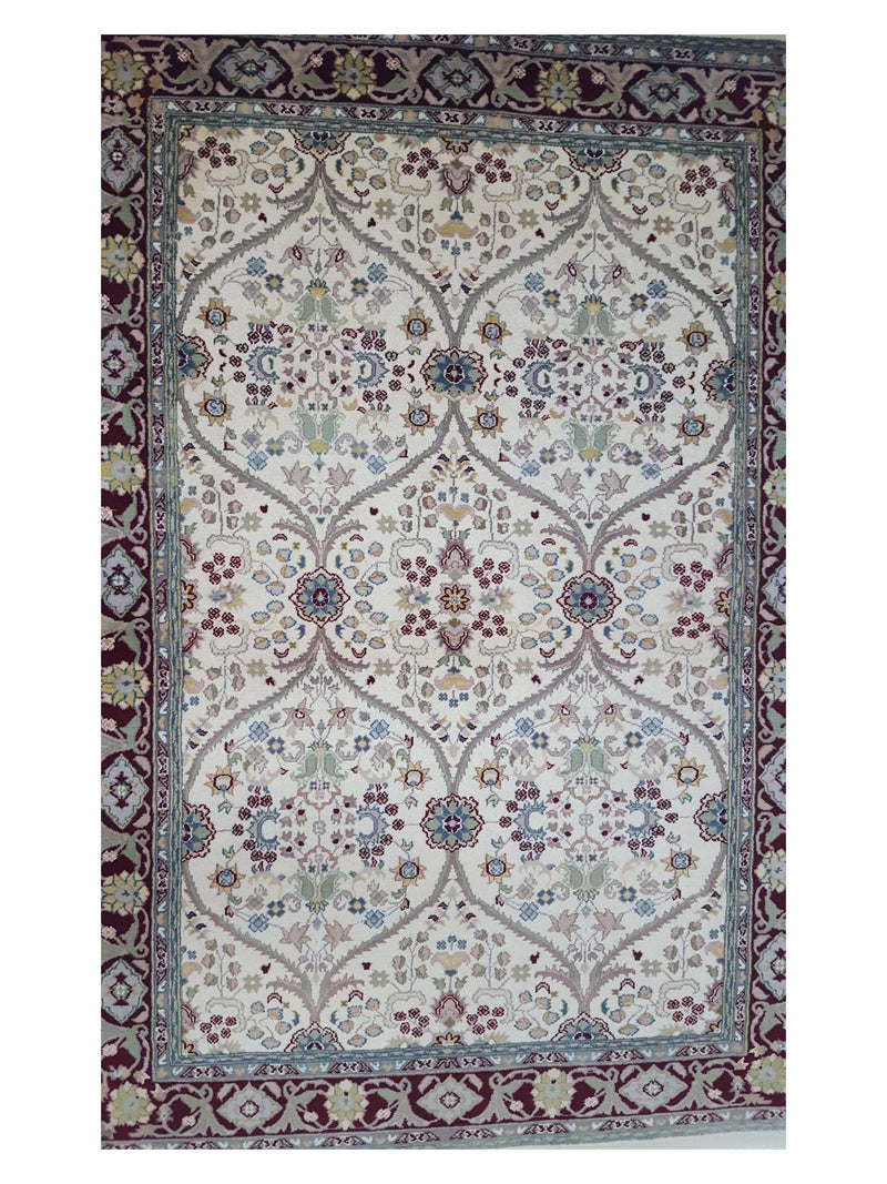 Pacific Tabriz-Pk 17106 Ivory Red Transitional Hand Knotted Rug