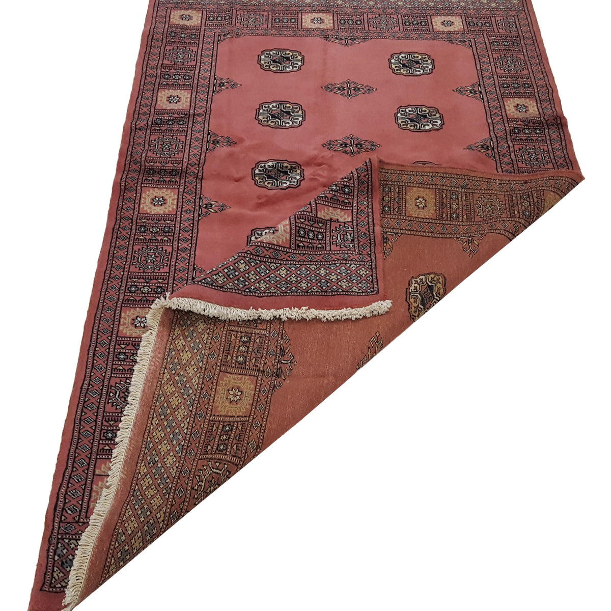 Pacific Bokhara 17107 Peach Pink Traditional Hand Knotted Rug
