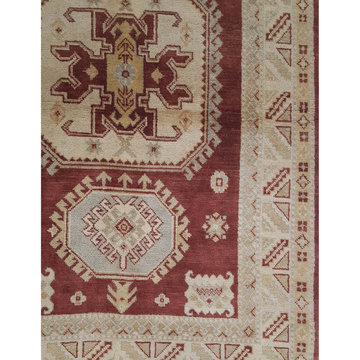 Pacific Kazak 17119 Burgundy Beige Traditional Hand Knotted Rug