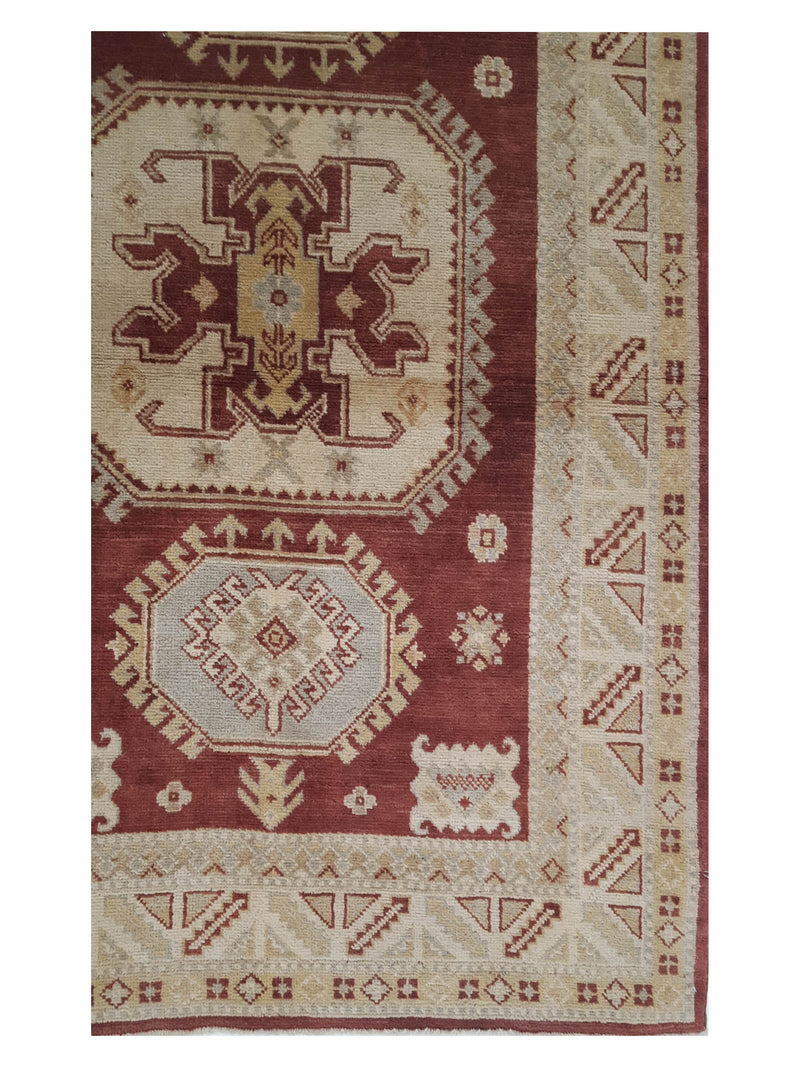 Pacific Kazak 17119 Burgundy Beige Traditional Hand Knotted Rug