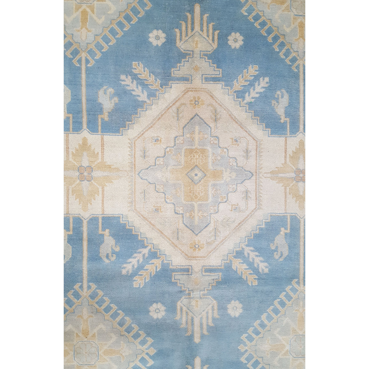 Pacific Kazak 17144 Lt.Blue Ivory Traditional Hand Knotted Rug