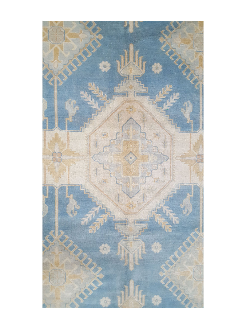 Pacific Kazak 17144 Lt.Blue Ivory Traditional Hand Knotted Rug
