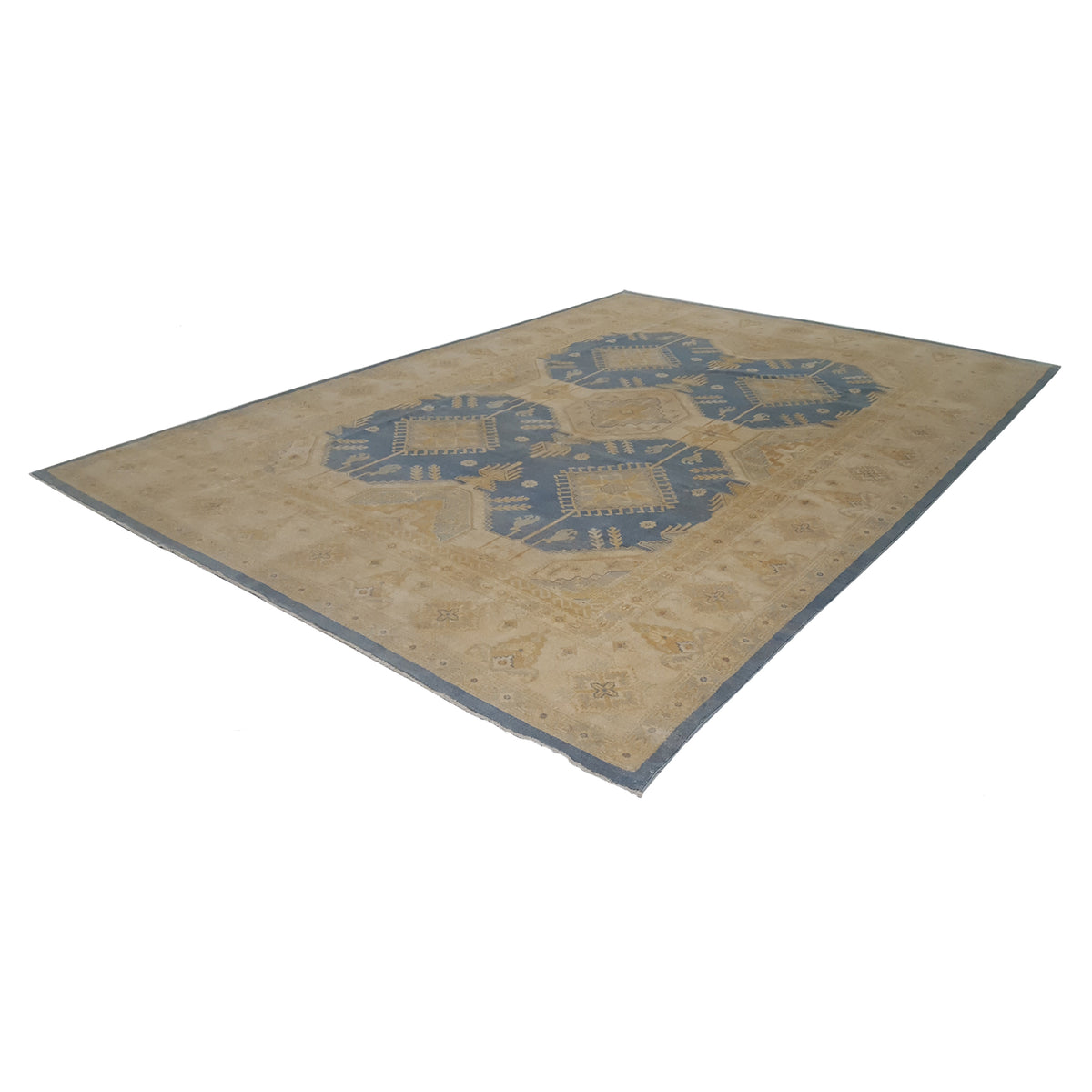 Pacific Kazak 17144 Lt.Blue Ivory Traditional Hand Knotted Rug