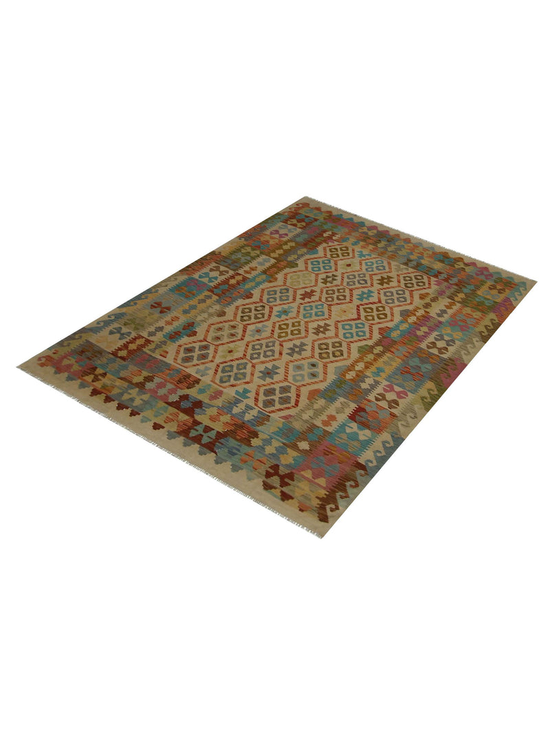 Aura Kilim 17162 Yellow Multi Kilim Hand Woven Rug