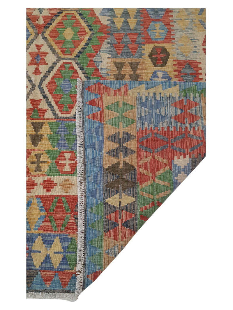 Aura Kilim 17168 Green Multi Kilim Hand Woven Rug
