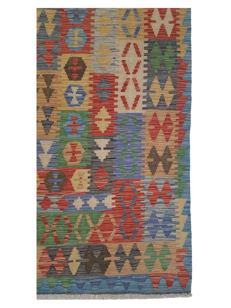 Aura Kilim 17168 Green Multi Kilim Hand Woven Rug