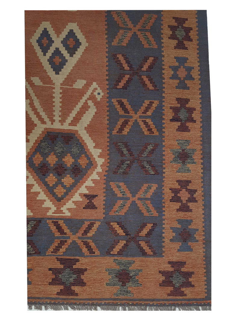 Aura Kilim 17178 Grey Pumpkin Kilim Hand Woven Rug