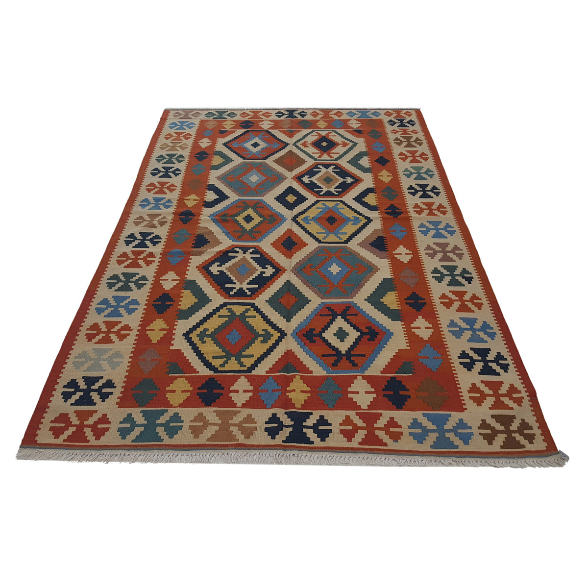 Aura Kilim 17179 Orange Beige Kilim Hand Woven Rug
