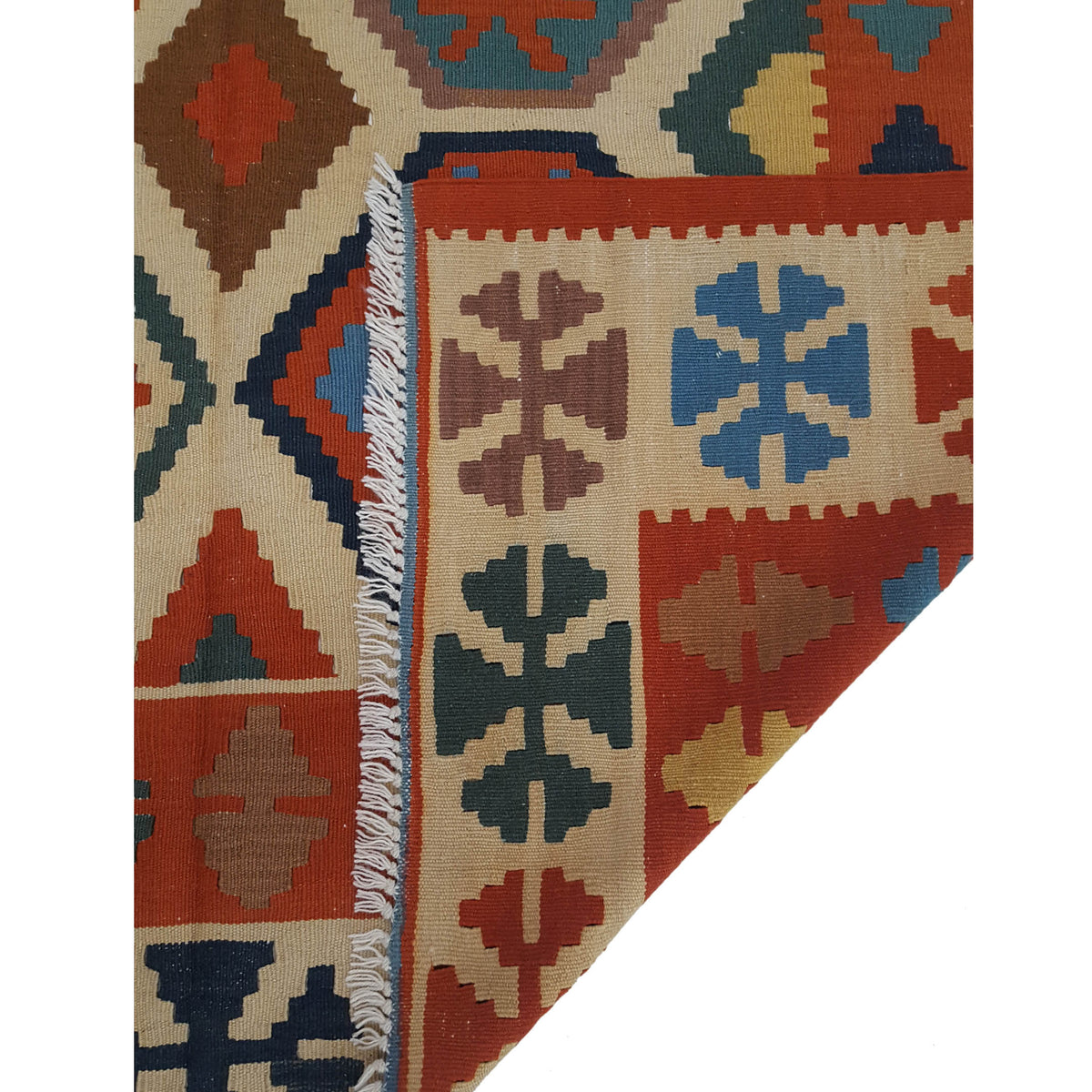 Aura Kilim 17179 Orange Beige Kilim Hand Woven Rug