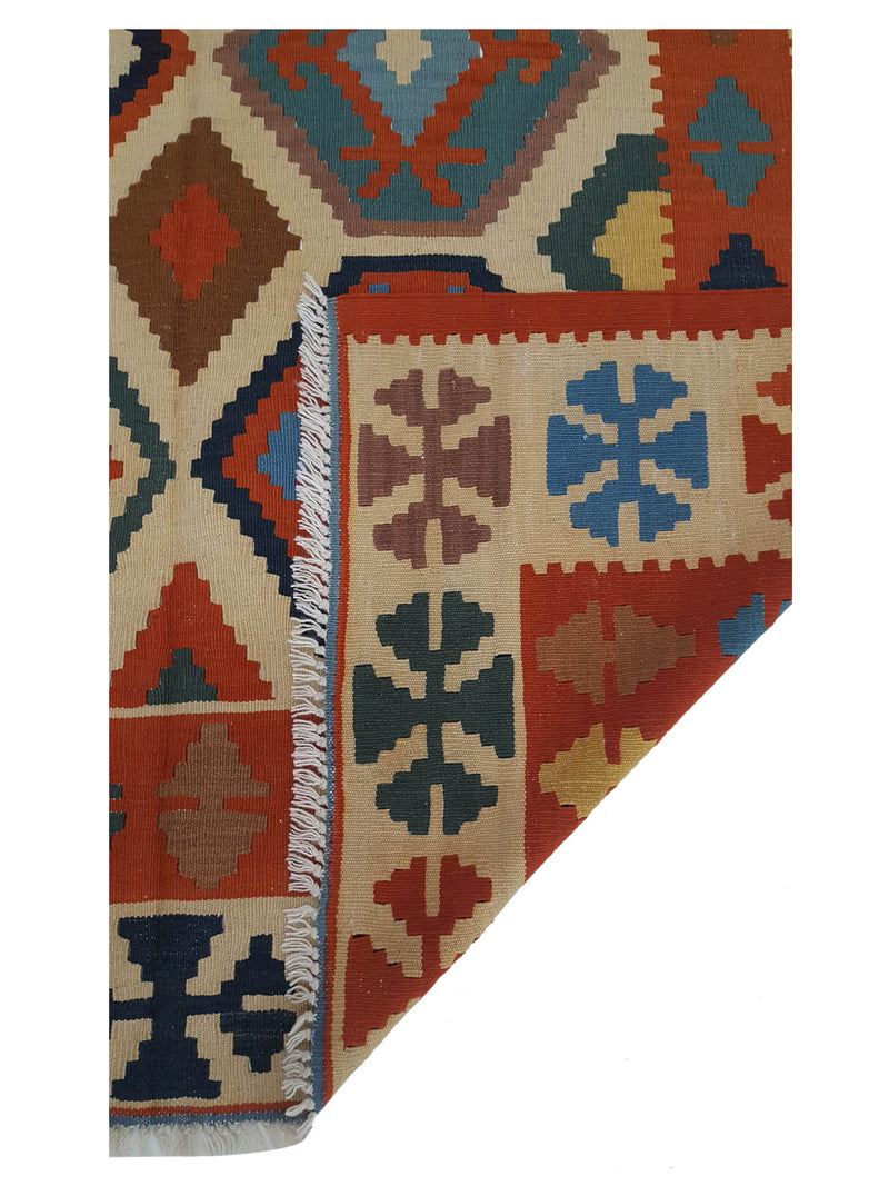 Aura Kilim 17179 Orange Beige Kilim Hand Woven Rug