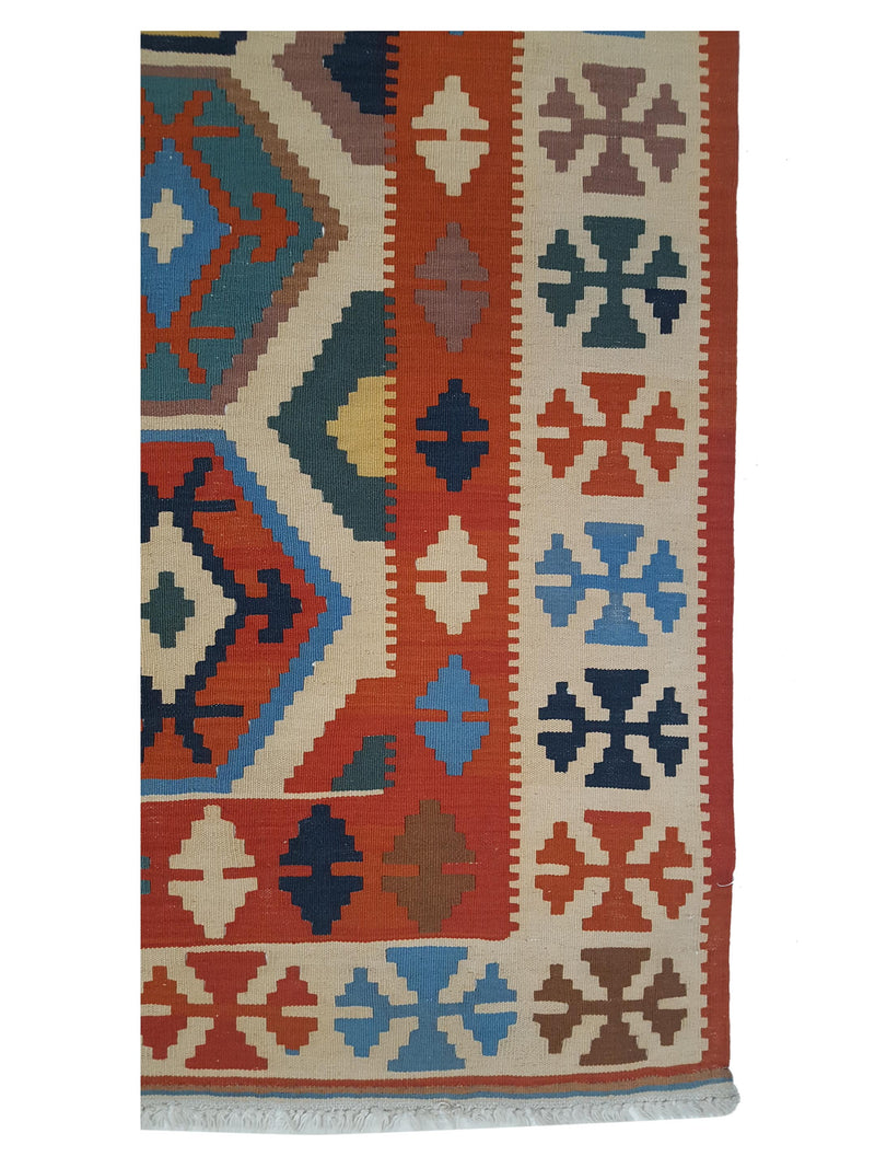 Aura Kilim 17179 Orange Beige Kilim Hand Woven Rug