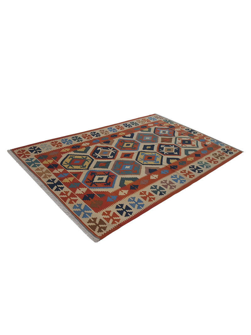 Aura Kilim 17179 Orange Beige Kilim Hand Woven Rug