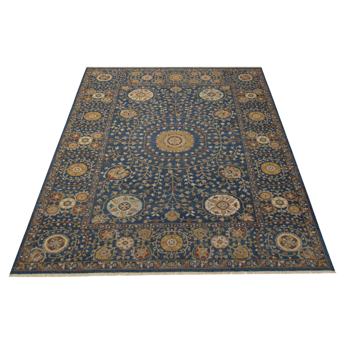 Pacific Schaumburg 17306 Navy Gold Traditional Hand Knotted Rug