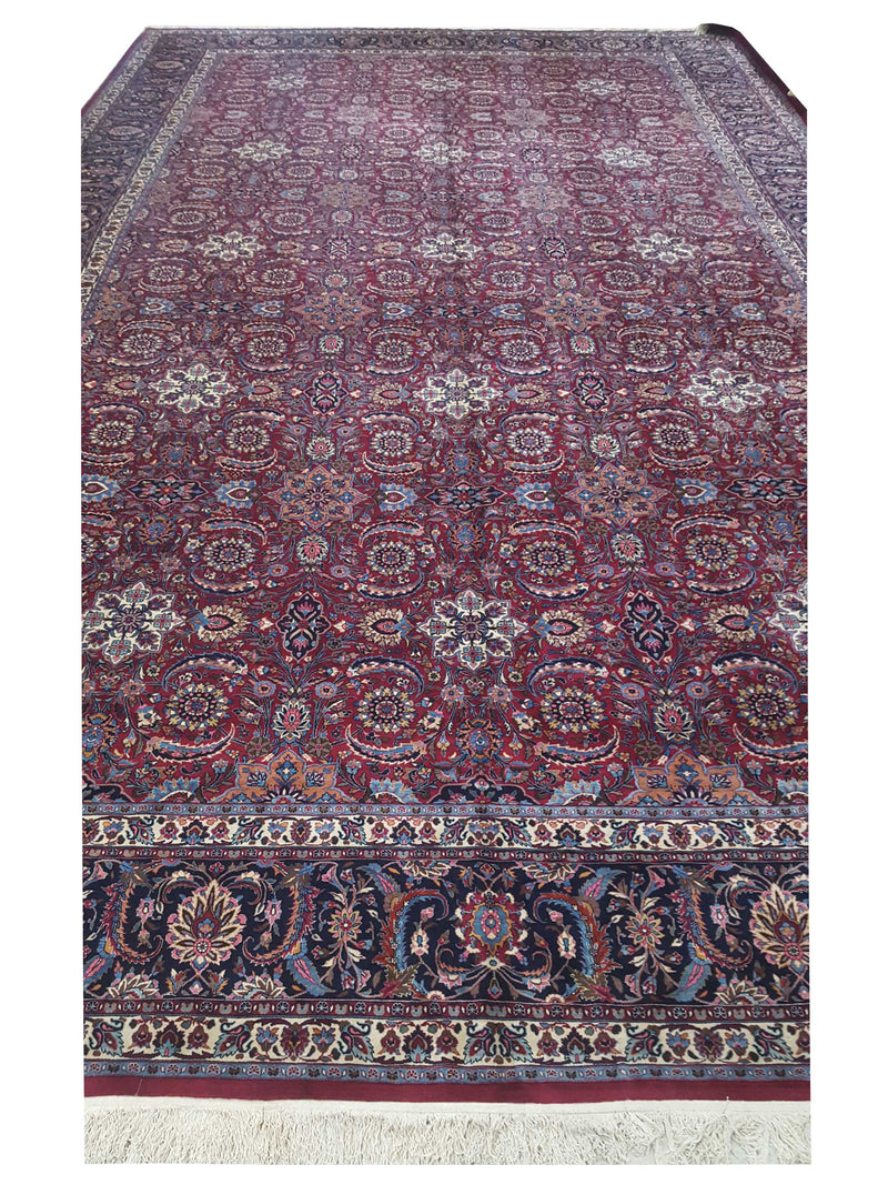 Pacific Mashad 17312 Burgundy Navy Traditional Semi Antique Rug