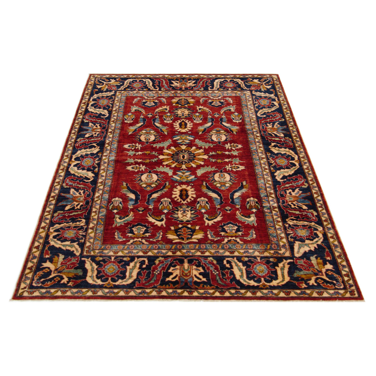 Pacific Kazak 17318 Rust Navy Traditional Hand Knotted Rug