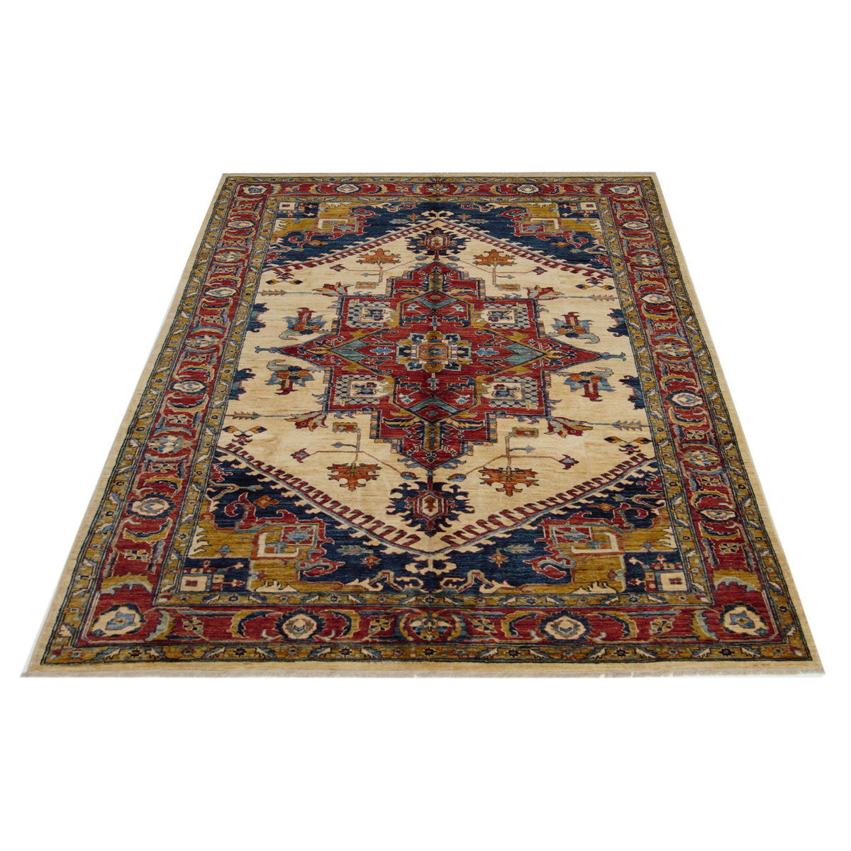 Pacific Kazak 17319 Ivory Rust Traditional Hand Knotted Rug