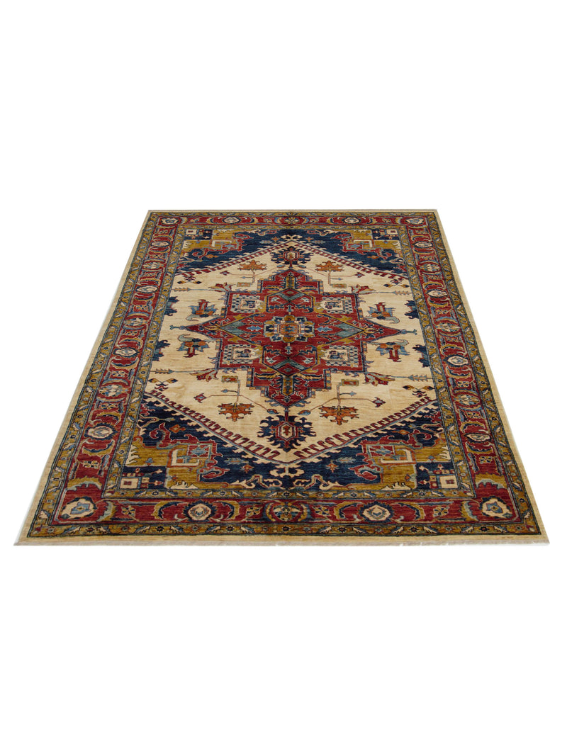 Pacific Kazak 17319 Ivory Rust Traditional Hand Knotted Rug