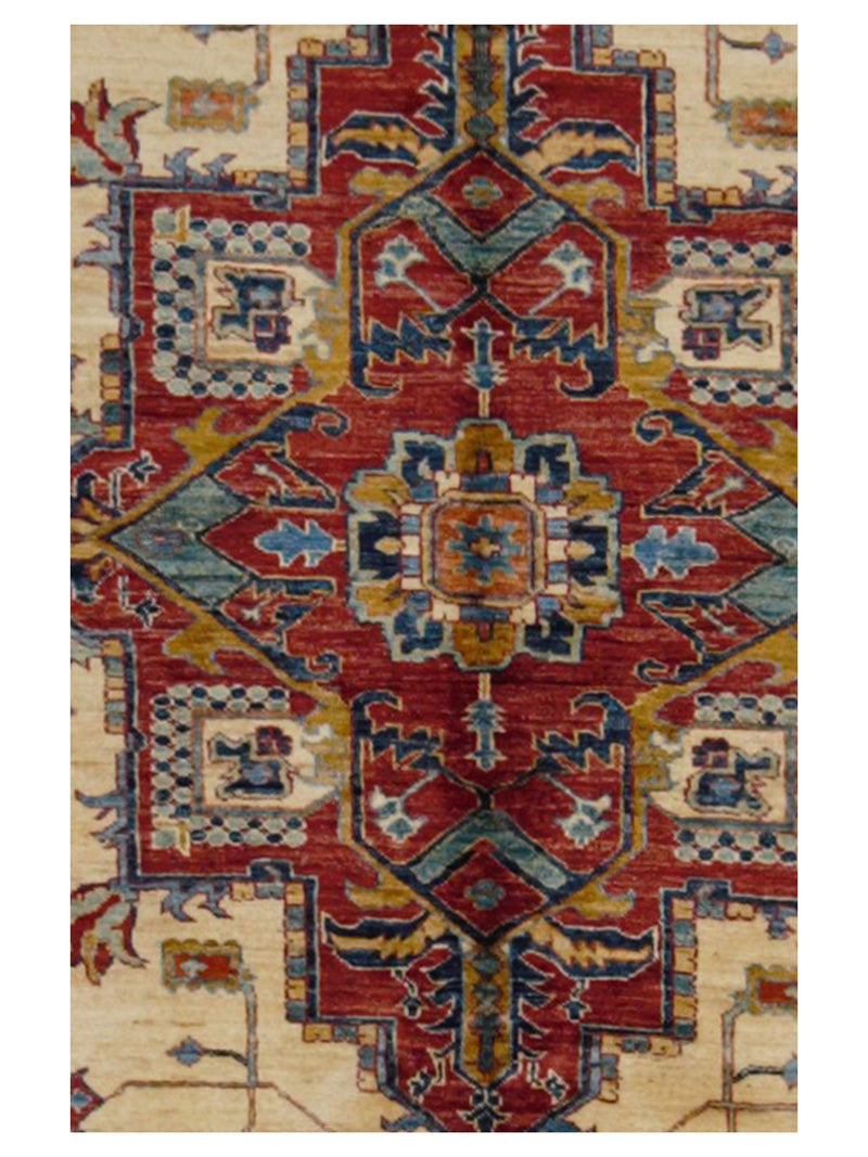 Pacific Kazak 17319 Ivory Rust Traditional Hand Knotted Rug