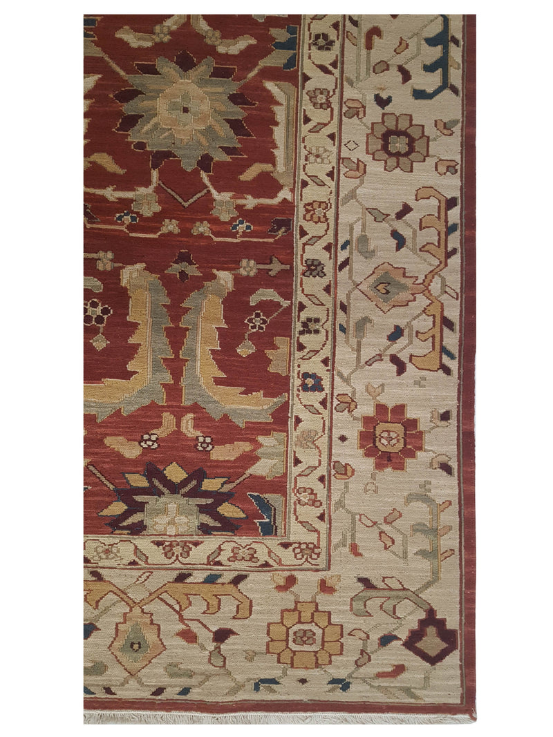 Pacific Summak 17343 Burgundy Ivory Traditional Hand Knotted Rug
