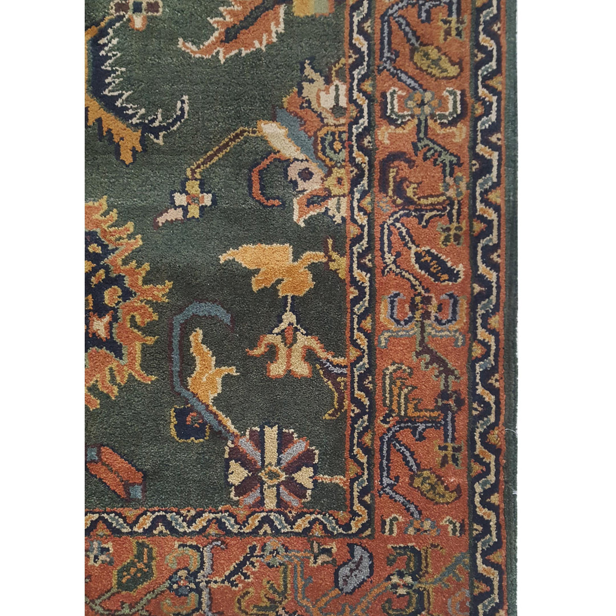 Pacific Ushak Wool Weft 17346 Green Rust Transitional Hand Knotted Rug