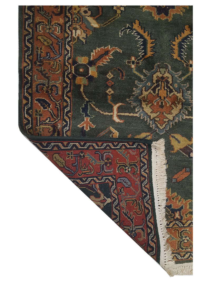 Pacific Ushak Wool Weft 17346 Green Rust Transitional Hand Knotted Rug