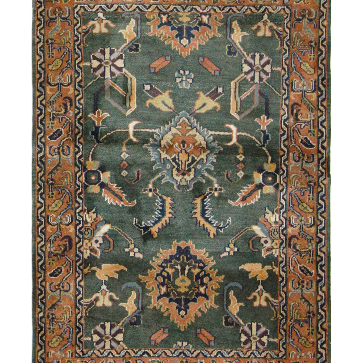 Pacific Ushak Wool Weft  Green Rust Transitional