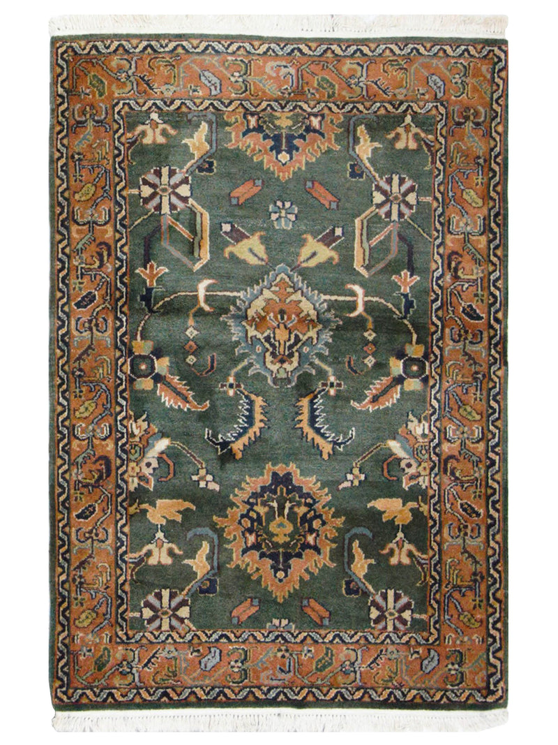 Pacific Ushak Wool Weft  Green Rust Transitional