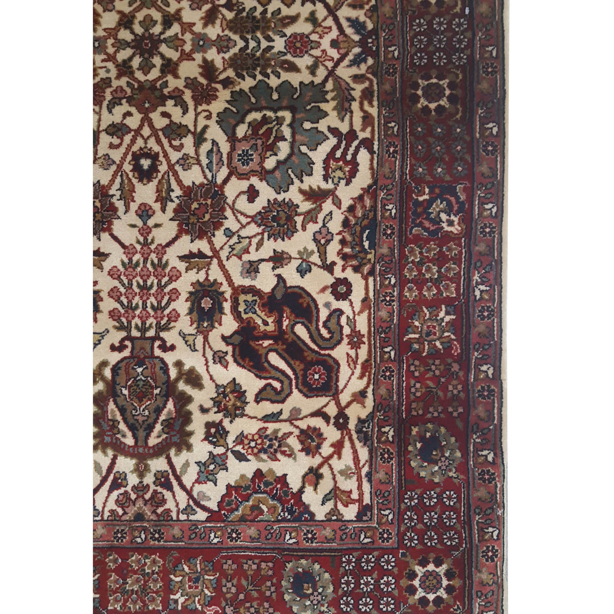 Pacific Tabriz 17347 Ivory Burgundy Traditional Hand Knotted Rug