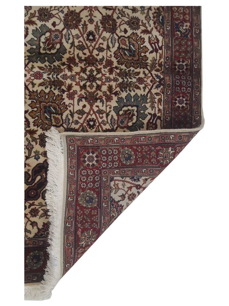 Pacific Tabriz 17347 Ivory Burgundy Traditional Hand Knotted Rug