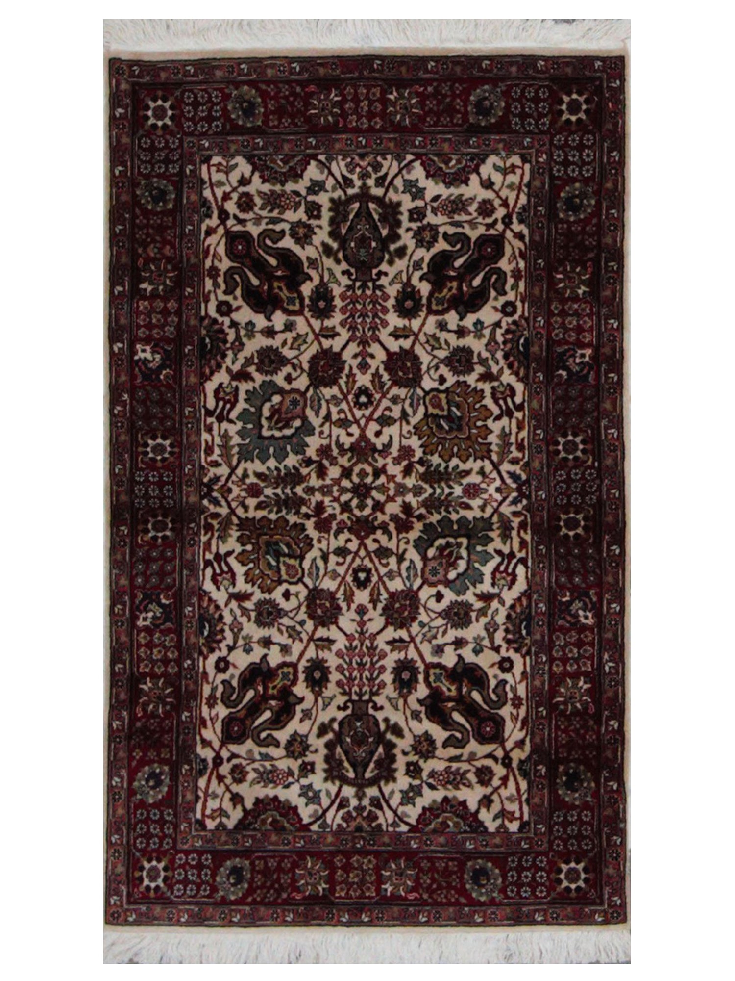 Pacific Tabriz 17347 Ivory Burgundy Traditional Hand Knotted Rug ...