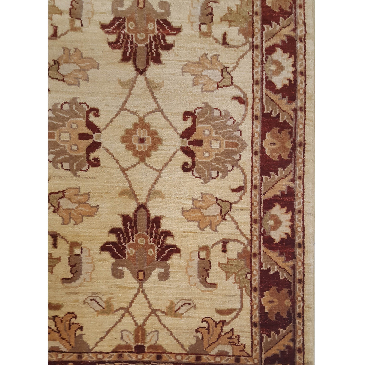 Pacific Ziegler 17348 Ivory Burgundy Transitional Hand Knotted Rug