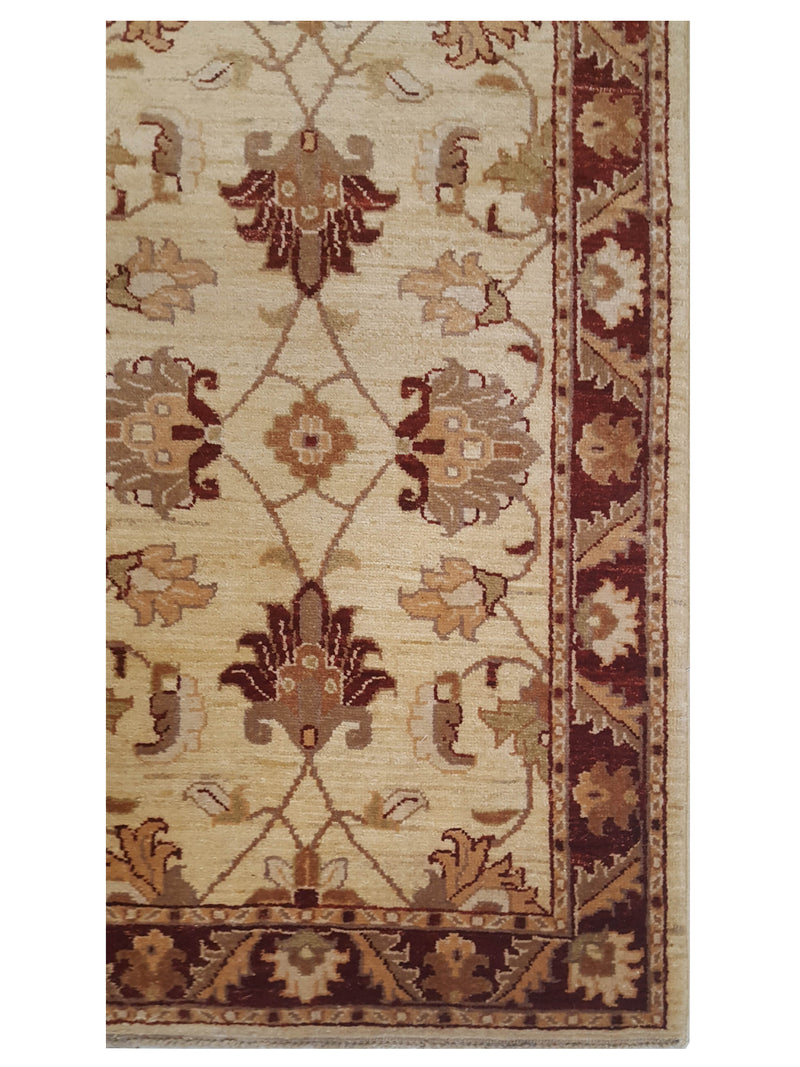 Pacific Ziegler 17348 Ivory Burgundy Transitional Hand Knotted Rug