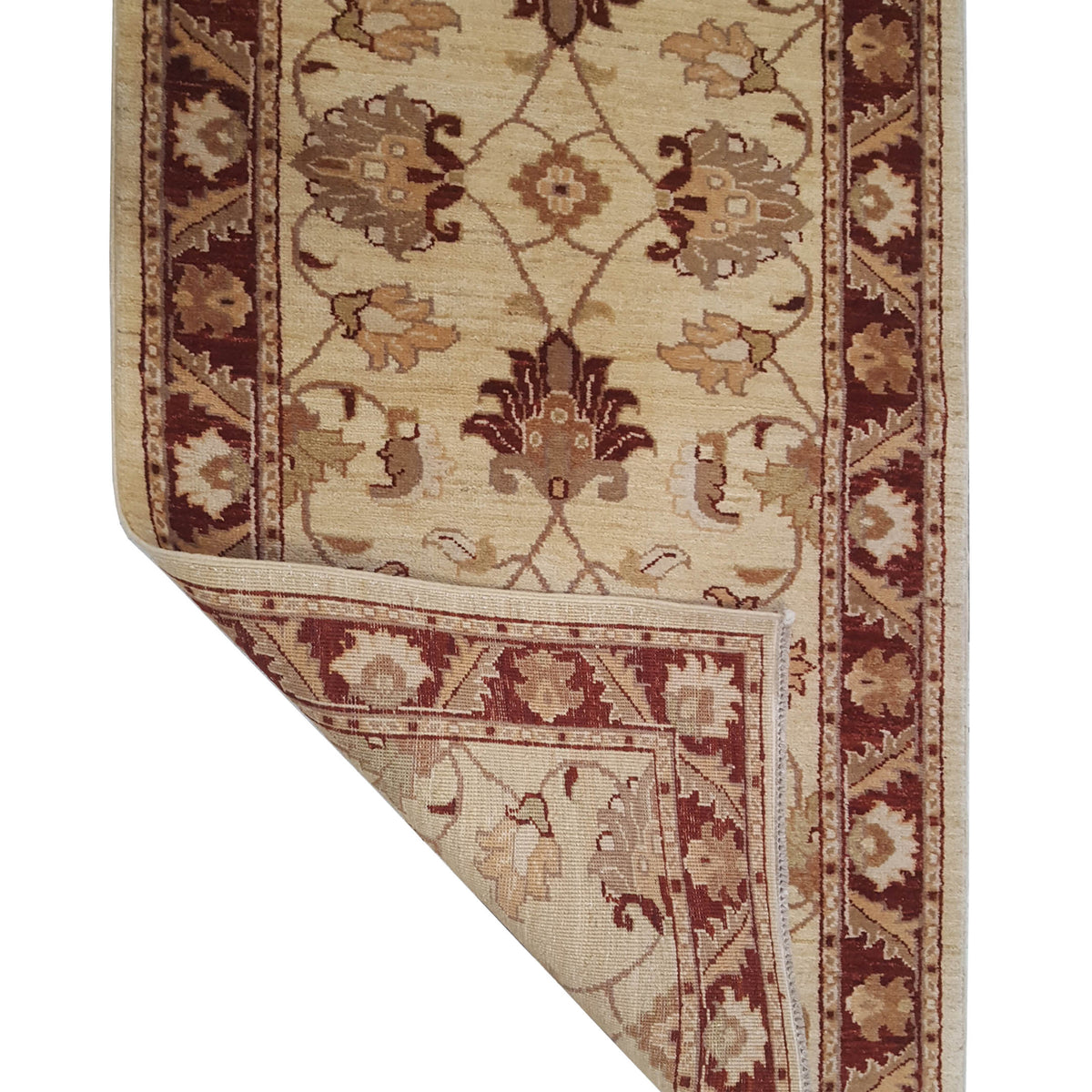 Pacific Ziegler 17348 Ivory Burgundy Transitional Hand Knotted Rug
