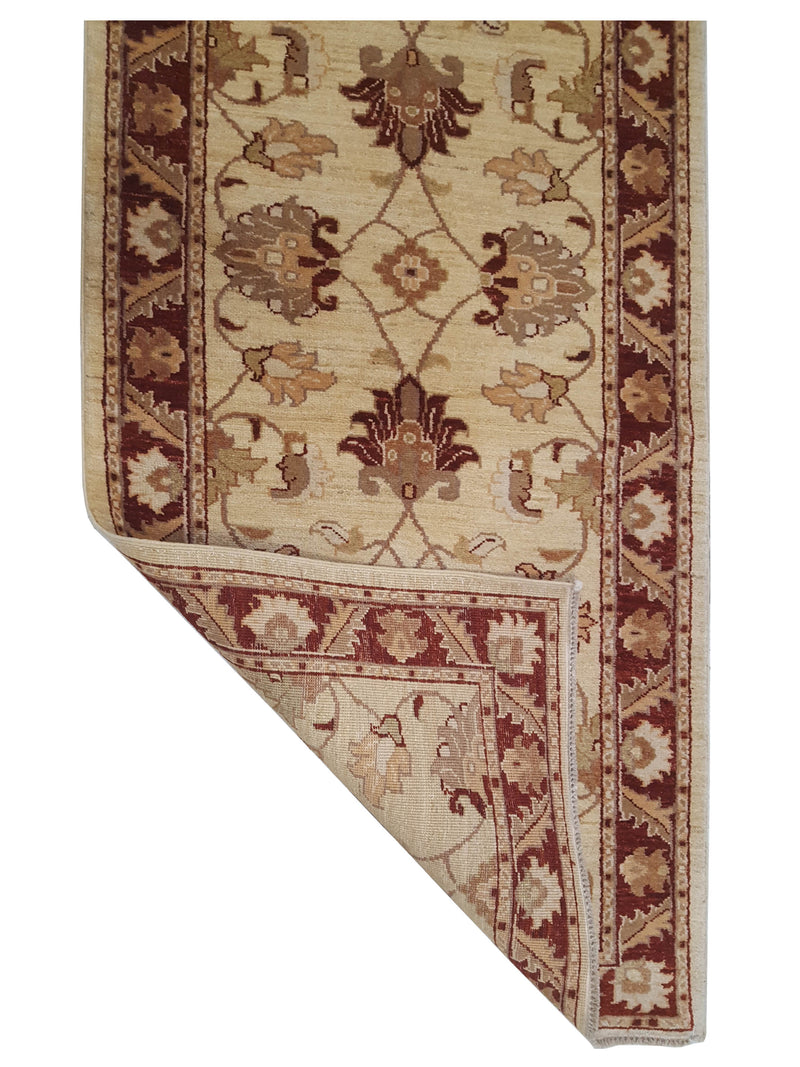 Pacific Ziegler 17348 Ivory Burgundy Transitional Hand Knotted Rug