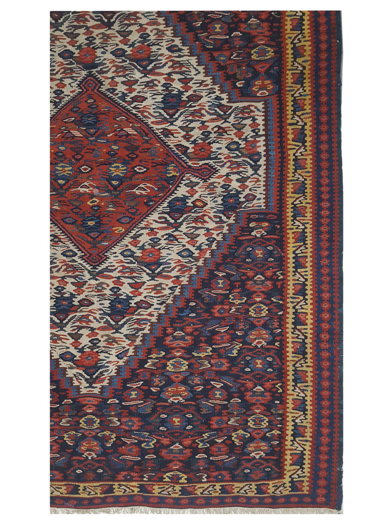 Pacific Senneh 17361 Blue Gold Kilim Hand Knotted Rug