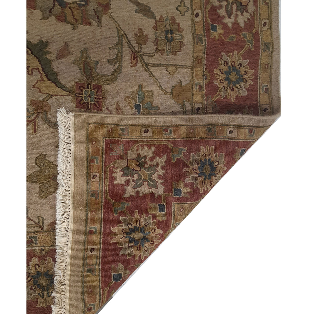 Pacific Summak 17362 Beige Burgundy Traditional Hand Knotted Rug