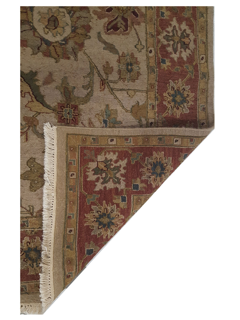 Pacific Summak 17362 Beige Burgundy Traditional Hand Knotted Rug