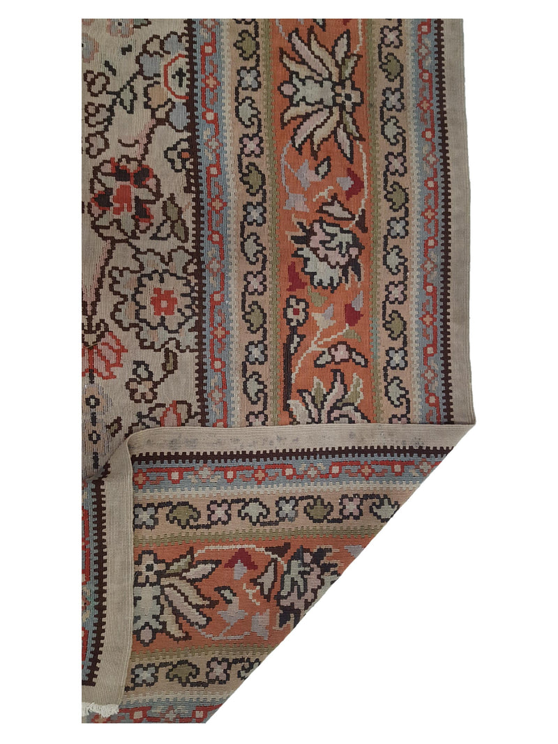 Fasa Antique Bessarabian Kilim 22707 Coral Orange Traditional Antique Rug