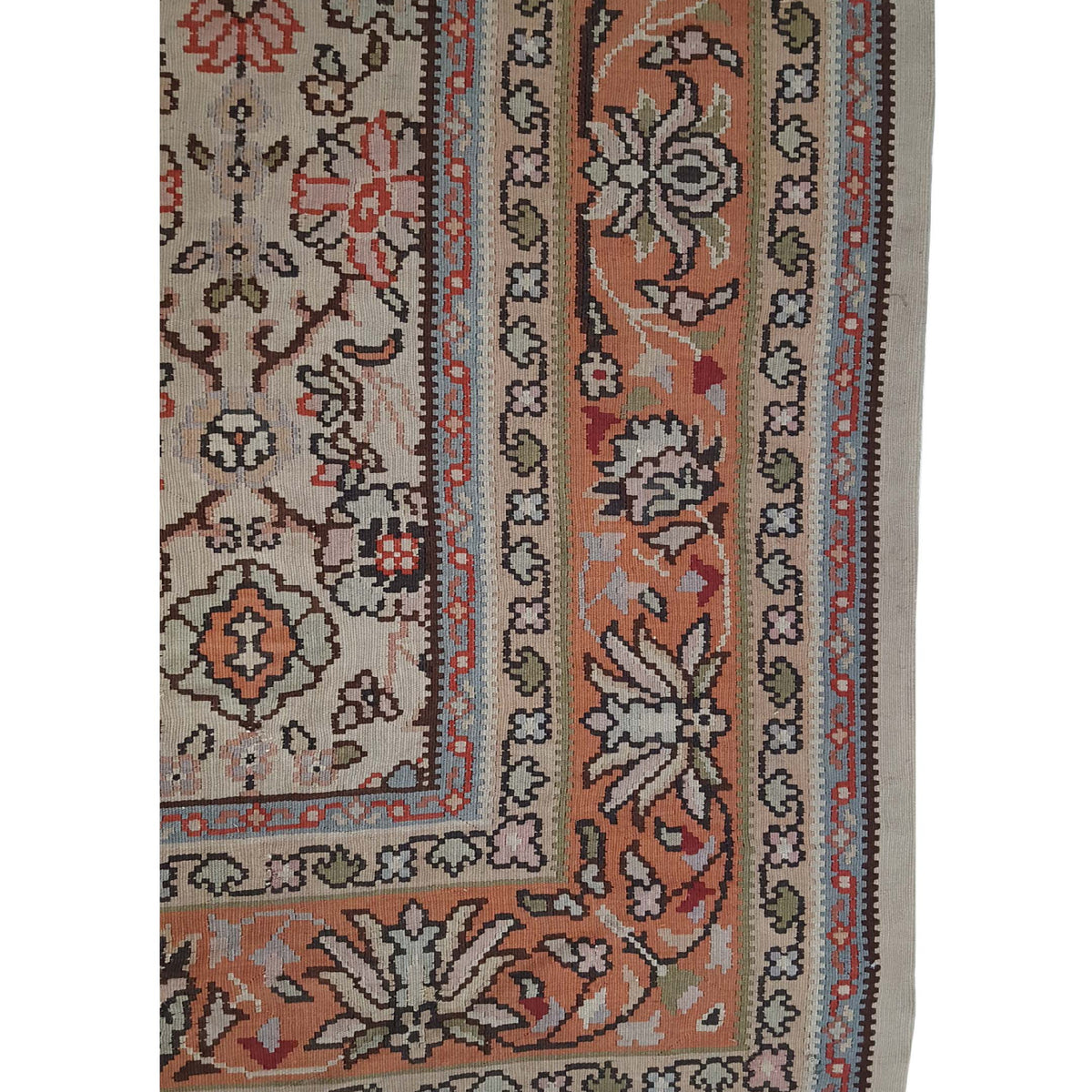 Fasa Antique Bessarabian Kilim 22707 Coral Orange Traditional Antique Rug