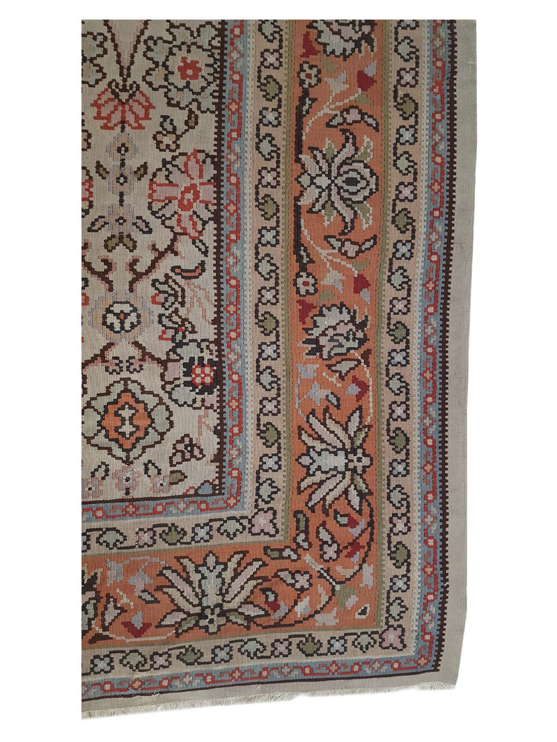 Fasa Antique Bessarabian Kilim 22707 Coral Orange Traditional Antique Rug
