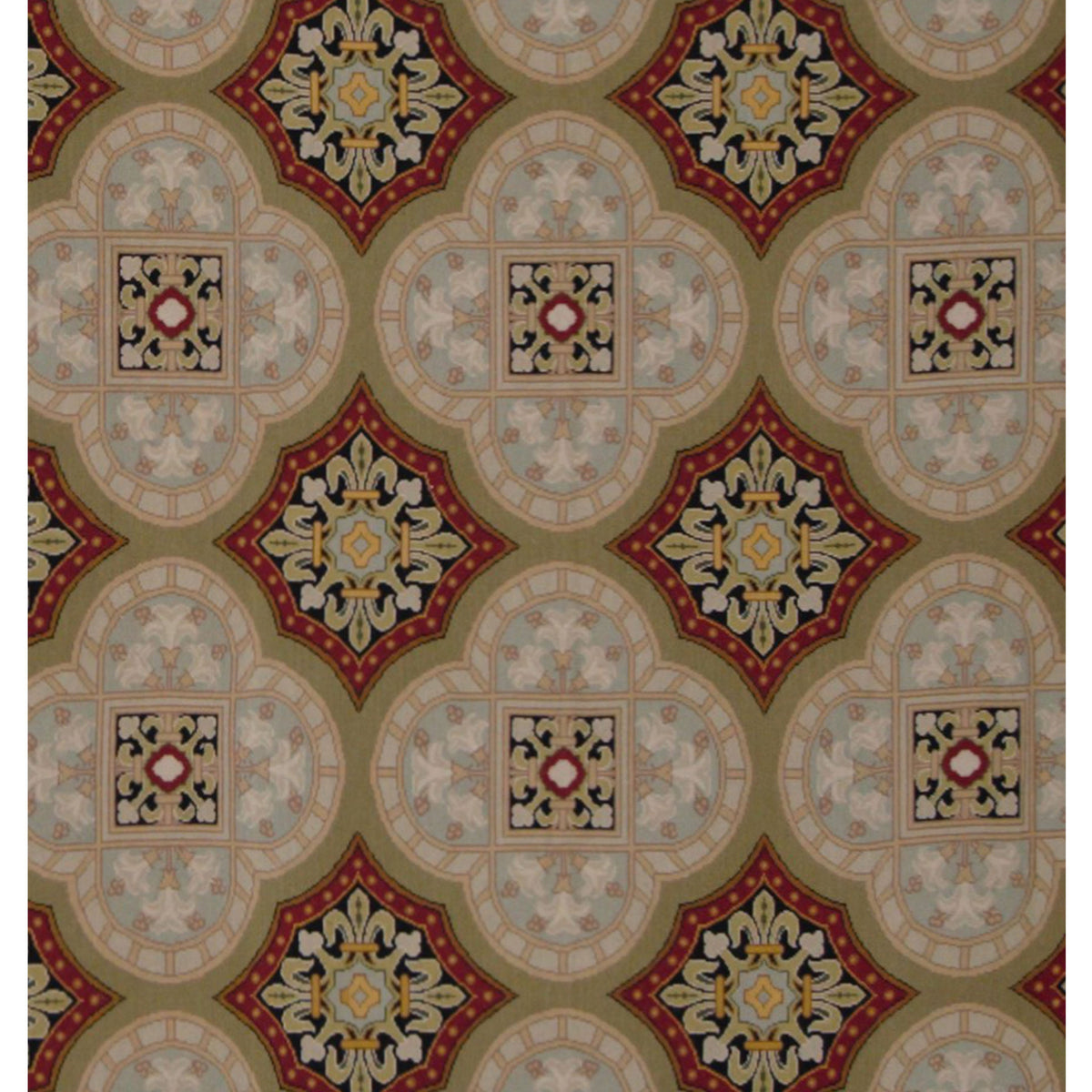 Pacific Needle Point 22836 Lt.Green Burgundy Traditional Needle Point Rug