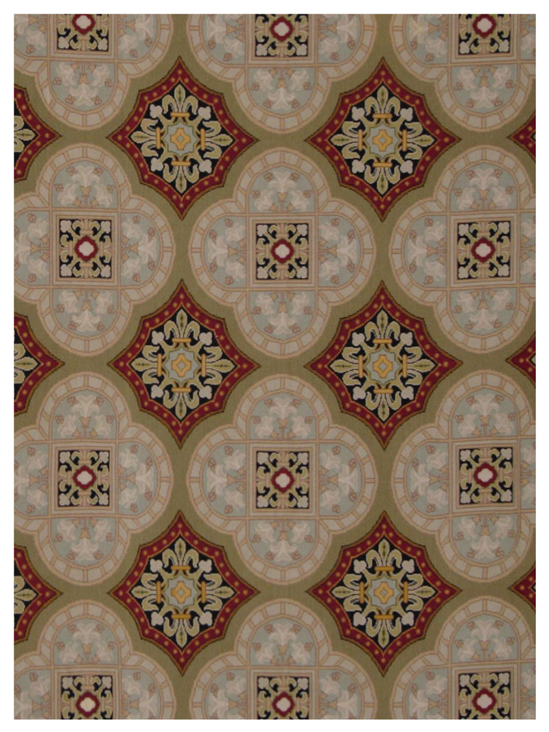 Pacific Needle Point 22836 Lt.Green Burgundy Traditional Needle Point Rug