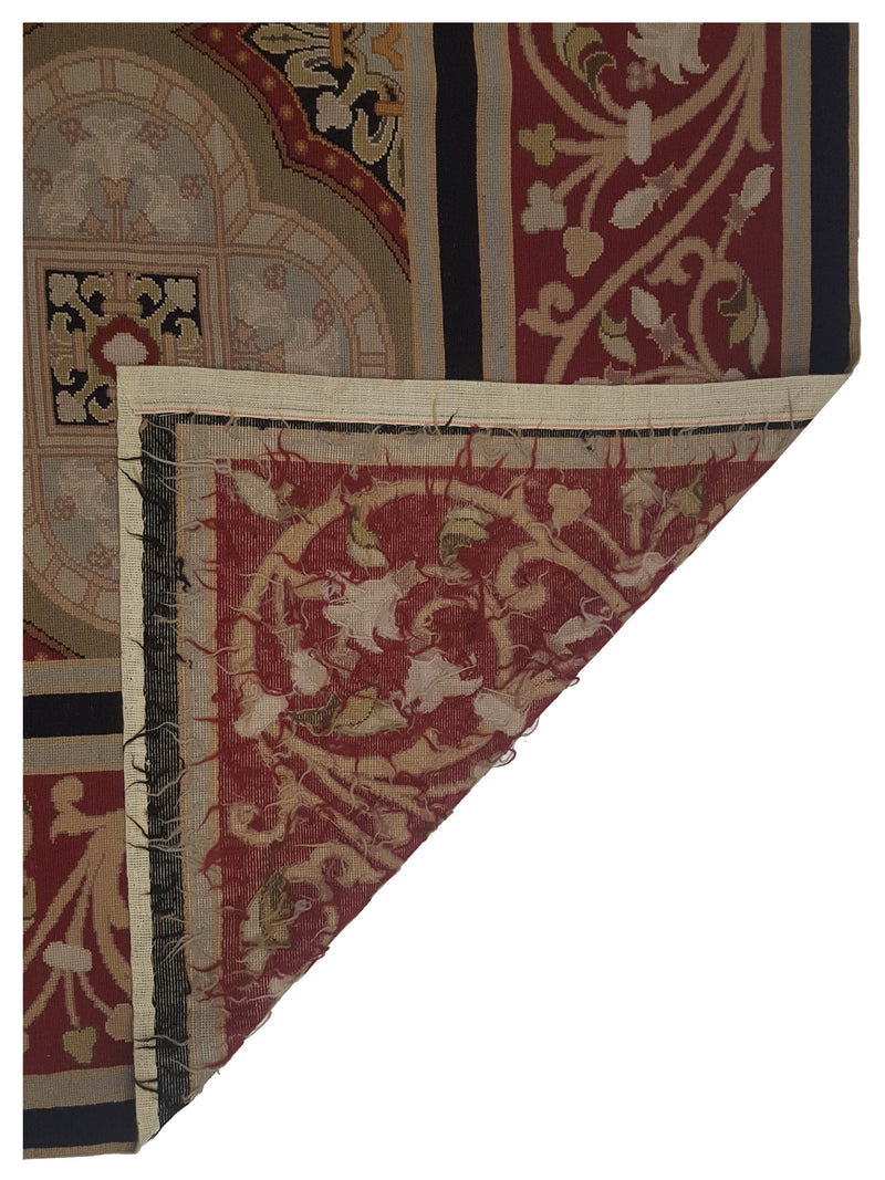 Pacific Needle Point 22836 Lt.Green Burgundy Traditional Needle Point Rug