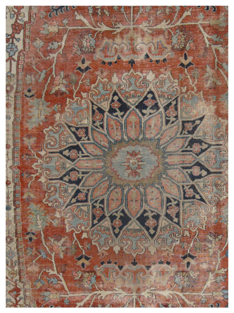 Fasa Antique Serapi 22944 Beige Orange Traditional Antique Rug