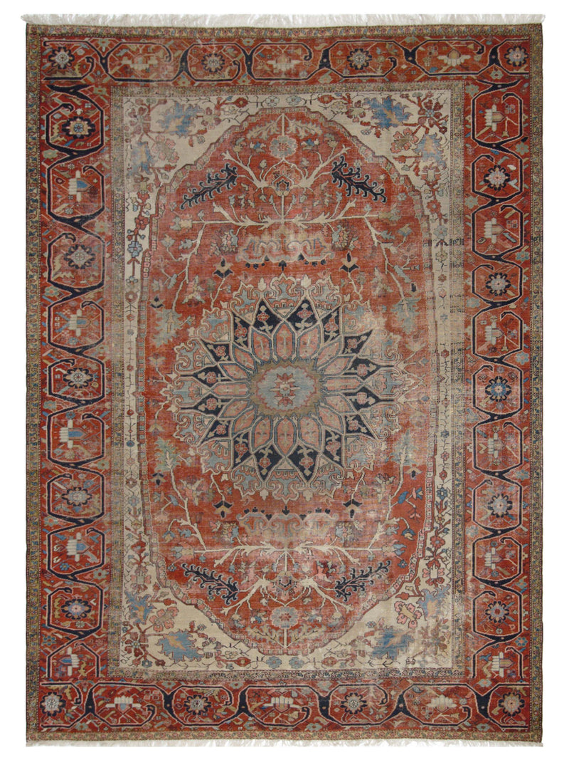 Fasa Antique Serapi  Beige Orange Traditional