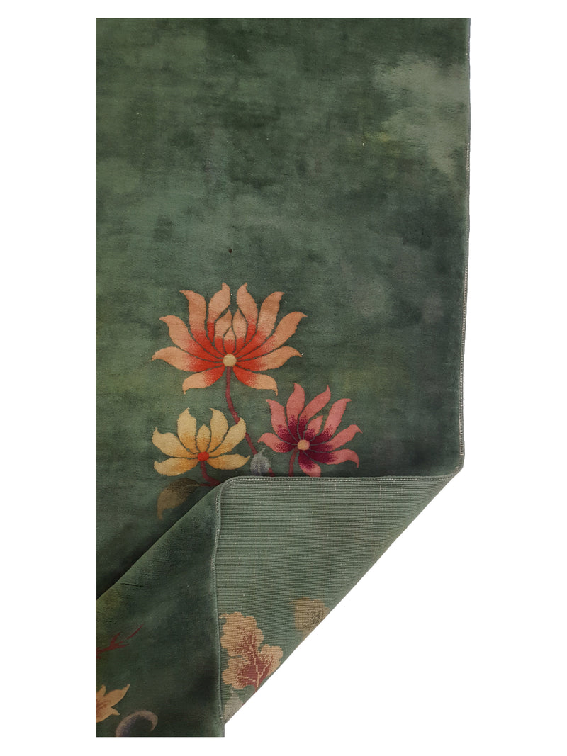 Pacific Art Deco 23048 Green Green Modern Hand Knotted Rug