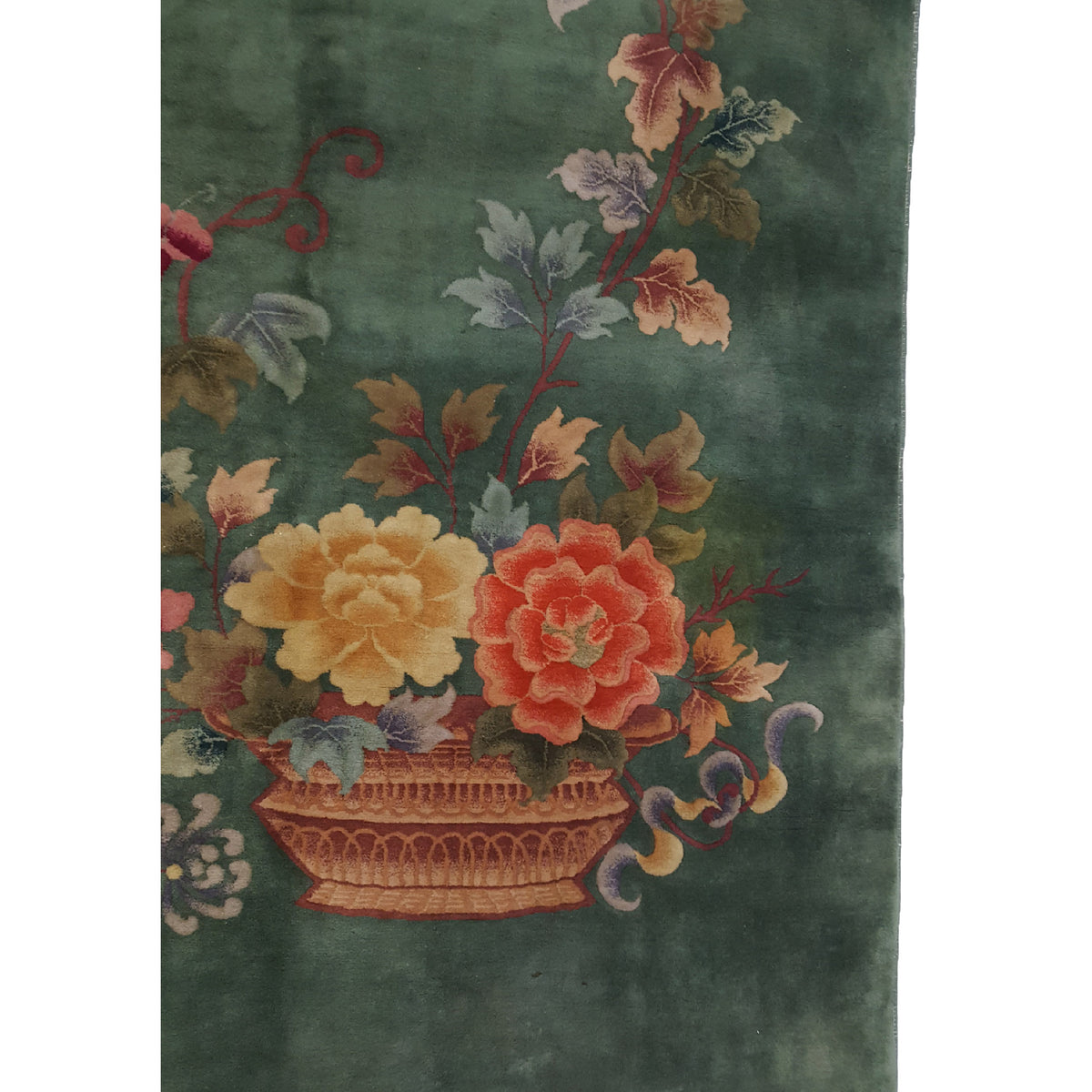 Pacific Art Deco 23048 Green Green Modern Hand Knotted Rug