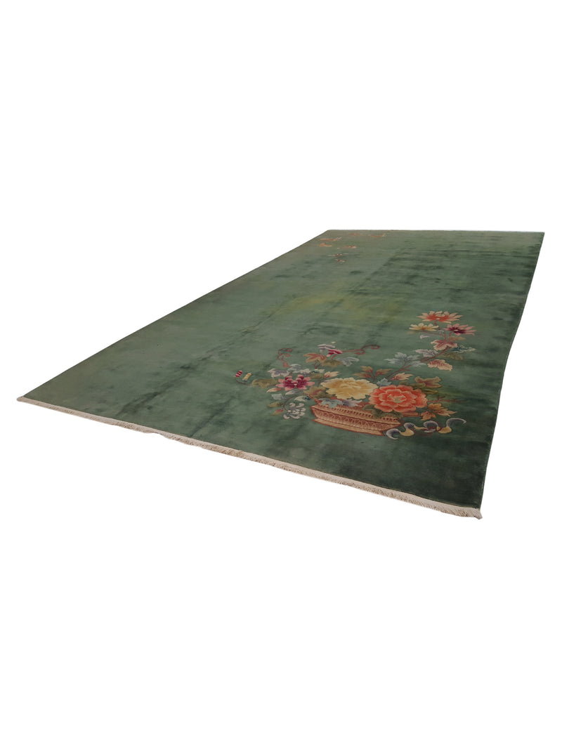 Pacific Art Deco 23048 Green Green Modern Hand Knotted Rug